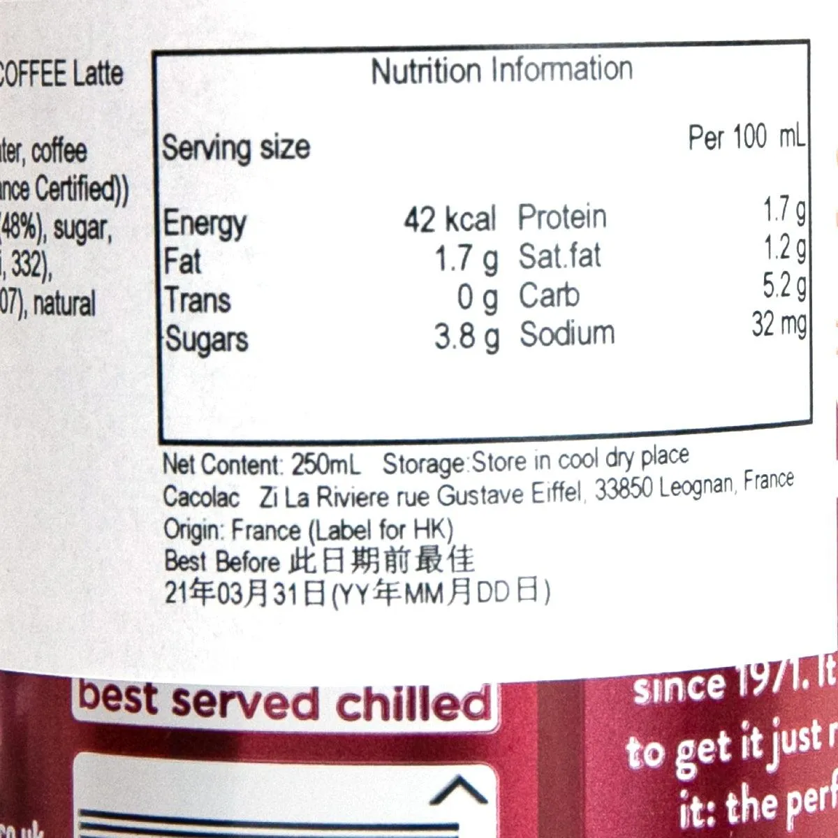 COSTA COFFEE Latte - Coffee Drink with Milk [Can]  (250mL)