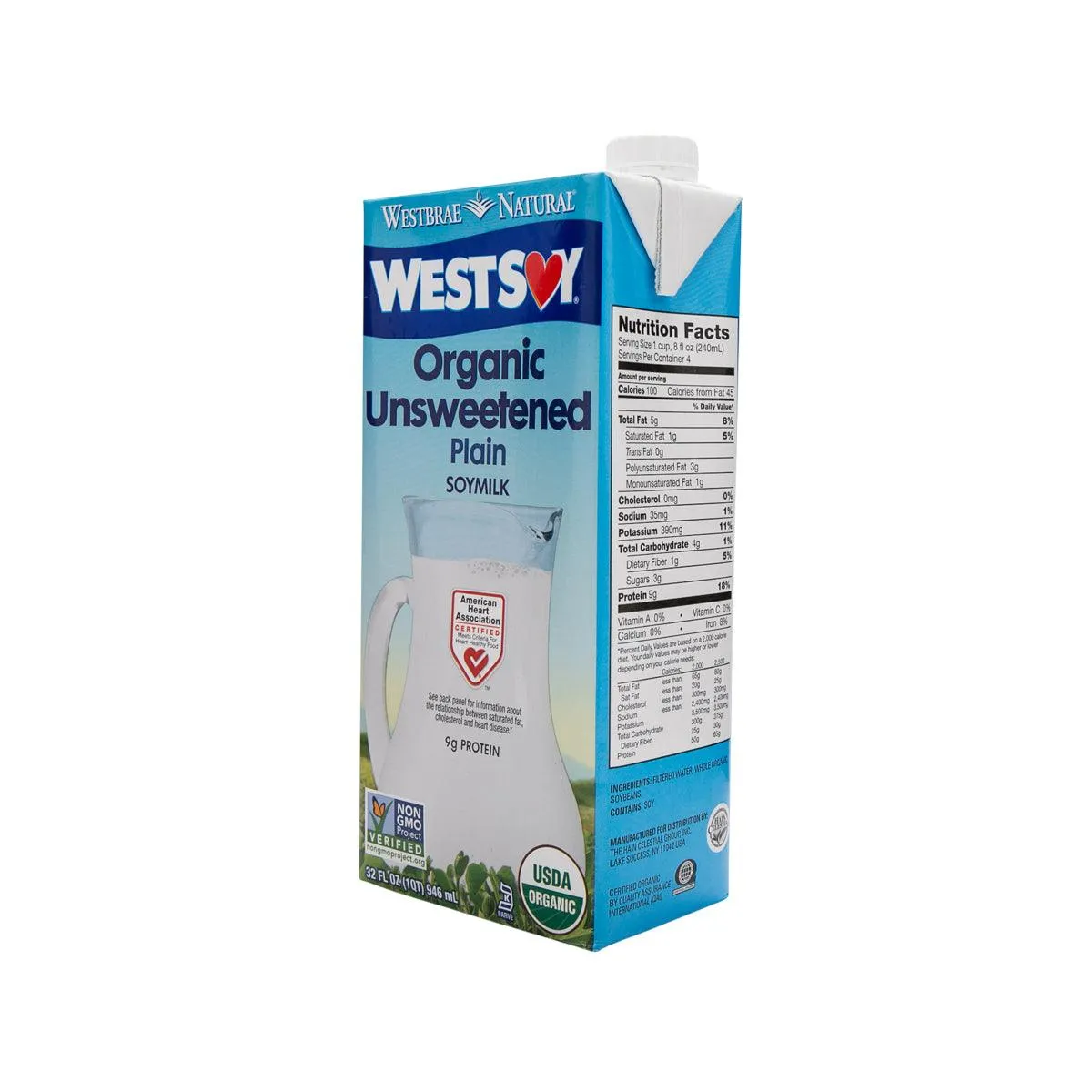 WESTSOY Organic Unsweetened Soymilk  (946mL)